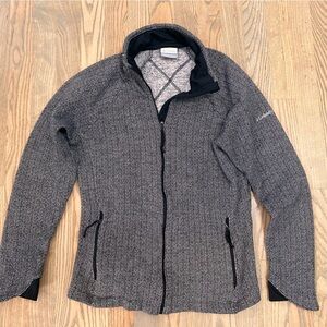 Columbia Women's Black and Gray Full-Zip Sweater Jacket